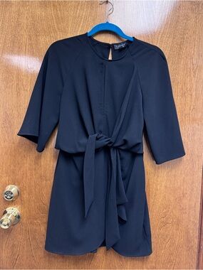 Topshop Black Knot-Front Mini Dress